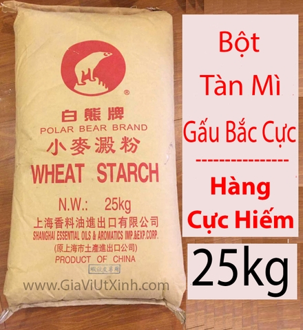 BỘT TÀN MÌ GẤU BẮC CỰC HONG KONG 25KG - POLAR BEAR BRAND WHEAT STARCH