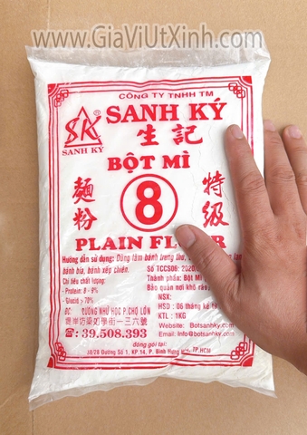 BỘT MÌ SANH KÝ SỐ 8 1KG - BỘT LÀM BÁNH PLAIN FLOUR PROTEIN 8-9%