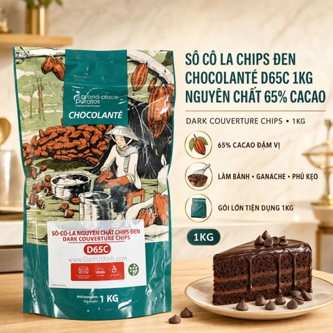 SÔ CÔ LA CHIPS ĐEN CHOCOLANTÉ D65C 1KG – NGUYÊN CHẤT 65% CACAO