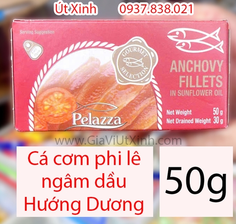CÁ CƠM PHI LÊ NGÂM DẦU HƯỚNG DƯƠNG PELAZZA 50G – ANCHOVY FILLETS IN SUNFLOWER OIL