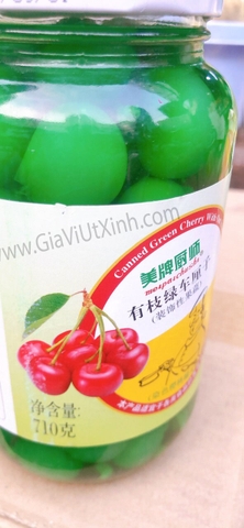 CHERRY XANH NGÂM 710G - QUẢ ANH ĐÀO XANH - CANNED GREEN CHERRY WITH OUT STEM
