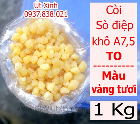 CỒI SÒ ĐIỆP KHÔ 1KG - SCALLOP ADDUCTOR MUSCLE - A7,5 TO (MÀU VÀNG TƯƠI)