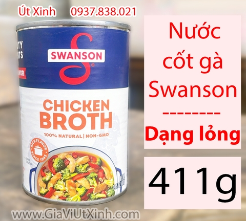 NƯỚC DÙNG GÀ SWANSON 411G – CHICKEN BROTH MỸ – DẠNG LỎNG NON-GMO