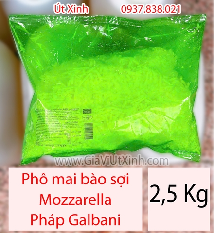 PHÔ MAI MOZZARELLA BÀO SỢI GALBANI PHÁP 2,5KG – KÉO SỢI, LÀM PIZZA