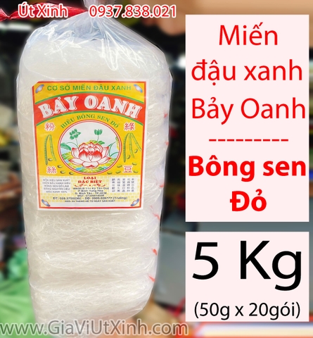MIẾN ĐẬU XANH BẢY OANH 5KG – HIỆU BÔNG SEN ĐỎ – LOẠI 50G X 20 GÓI