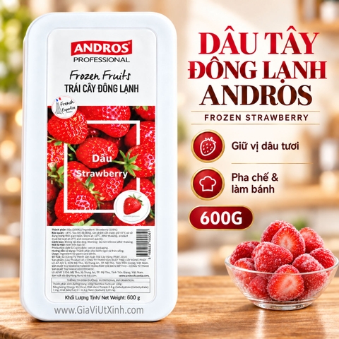 DÂU TÂY ĐÔNG LẠNH ANDROS 600G – FROZEN STRAWBERRY (NGUYÊN TRÁI)