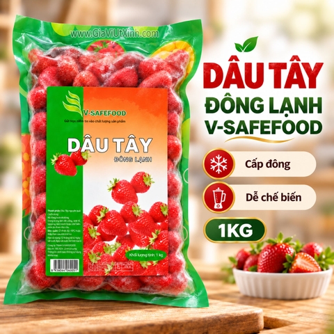 DÂU TÂY ĐÔNG LẠNH V-SAFEFOOD 1KG – FROZEN STRAWBERRY