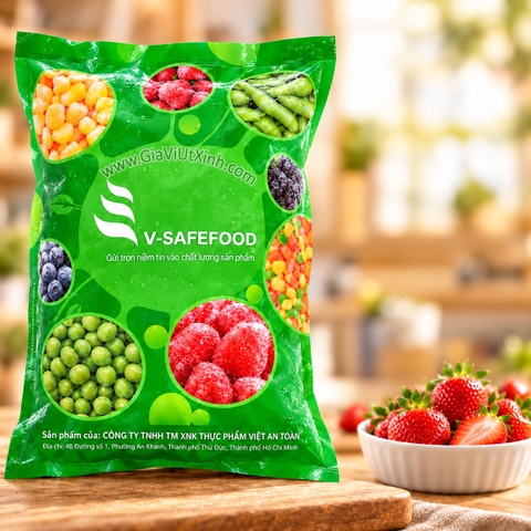 DÂU TÂY ĐÔNG LẠNH V-SAFEFOOD 1KG – FROZEN STRAWBERRY