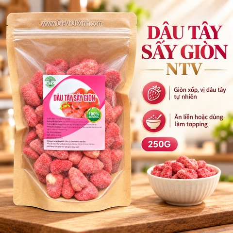 DÂU TÂY SẤY GIÒN NTV 250G – DÂU TÂY SẤY KHÔ ĂN LIỀN