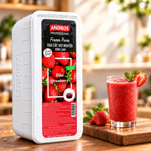 DÂU TÂY XAY NHUYỄN ĐÔNG LẠNH ANDROS 1KG – STRAWBERRY FROZEN PUREE