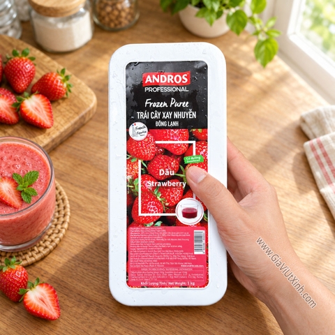 DÂU TÂY XAY NHUYỄN ĐÔNG LẠNH ANDROS 1KG – STRAWBERRY FROZEN PUREE