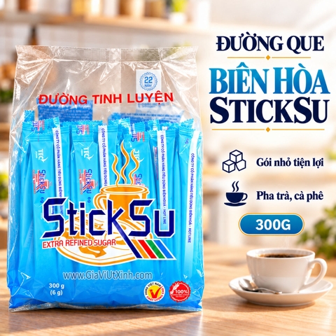 ĐƯỜNG QUE BIÊN HÒA STICKSU 300G – ĐƯỜNG TINH LUYỆN (50 GÓI × 6G)