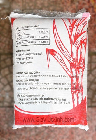 ĐƯỜNG TRẮNG TRÀ VINH 50 KG - TRA VINH WHITE SUGAR, HẠT TO, CHẤT LƯỢNG CAO