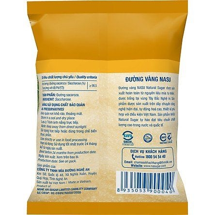 ĐƯỜNG VÀNG NASU 1KG - ĐƯỜNG MÍA TỰ NHIÊN - NATURAL SUGAR
