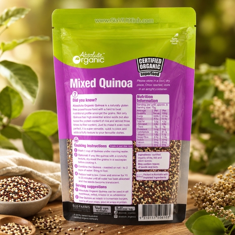 HẠT DIÊM MẠCH MIX 3 MÀU ÚC 400G - MIXED QUINOA ABSOLUTE ORGANIC