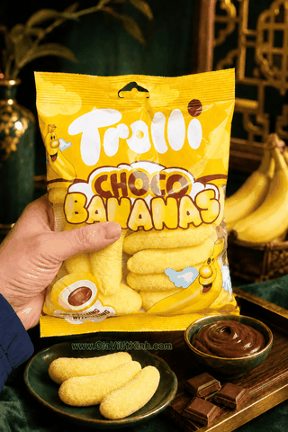 BÁNH TROLLI CHOCO BANANAS 150G – BÁNH CHUỐI NHÂN SOCOLA NHẬP KHẨU ĐỨC