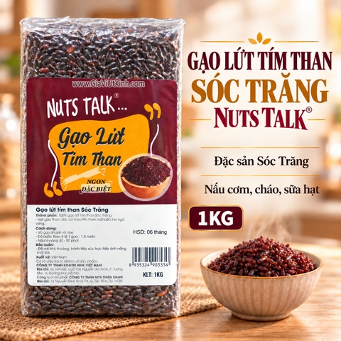 GẠO LỨT TÍM THAN SÓC TRĂNG NUTS TALK 1KG – GẠO LỨT TÍM ĐEN NGUYÊN HẠT