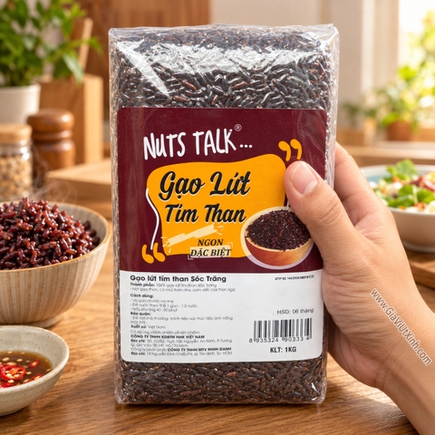 GẠO LỨT TÍM THAN SÓC TRĂNG NUTS TALK 1KG – GẠO LỨT TÍM ĐEN NGUYÊN HẠT