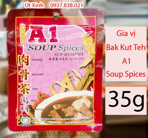 GIA VỊ BAK KUT TEH A1 SOUP SPICES 35G - GIA VỊ HẦM XƯƠNG CHUẨN VỊ SINGAPORE