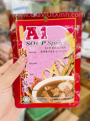 GIA VỊ BAK KUT TEH A1 SOUP SPICES 35G - GIA VỊ HẦM XƯƠNG CHUẨN VỊ SINGAPORE