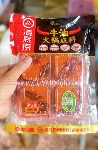 GIA VỊ LẨU BÒ CAY TỨ XUYÊN HAIDILAO 360G – LOẠI MỠ BÒ – GÓI 4 VIÊN