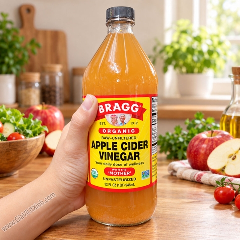 GIẤM TÁO HỮU CƠ BRAGG MỸ 946ML – ORGANIC APPLE CIDER VINEGAR (CÓ DẤM CÁI)