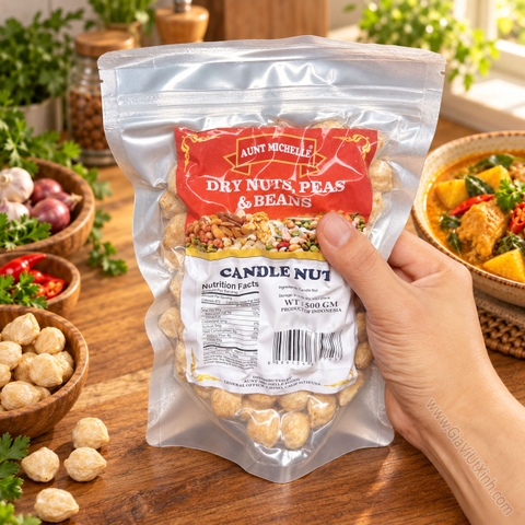 HẠT NẾN AUNT MICHELLE 500G – DRY NUTS, PEAS & BEANS CANDLE NUT WHOLE AUNT MICHELLE - HẠT LAI