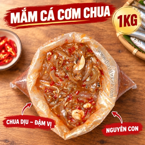 MẮM CÁ CƠM CHUA 1KG – MẮM CÁ CƠM NGUYÊN CON TRỘN ỚT TỎI