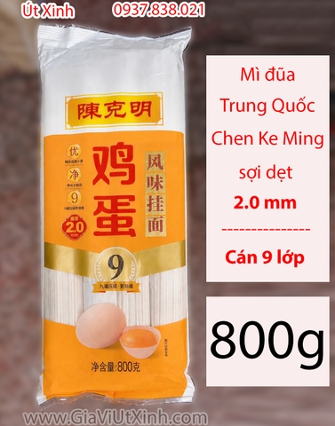 MÌ ĐŨA TRỨNG CHEN KE MING SỢI DẸT 2MM - MÌ NỘI ĐỊA TRUNG CÁN 9 LỚP (800G)