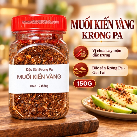 MUỐI KIẾN VÀNG KRONG PA 150G – ĐẶC SẢN GIA LAI, MUỐI CHẤM KIẾN VÀNG
