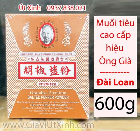 MUỐI TIÊU CAO CẤP ĐÀI LOAN HIỆU ÔNG GIÀ 600G - GRANDPA PREMIUM SALTED PEPPER POWDER