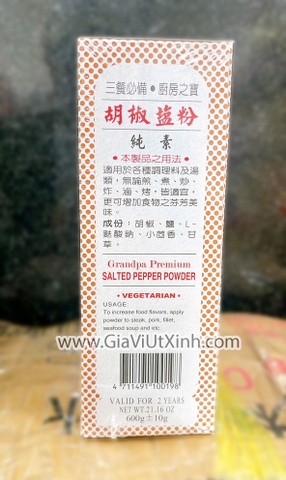 MUỐI TIÊU CAO CẤP ĐÀI LOAN HIỆU ÔNG GIÀ 600G - GRANDPA PREMIUM SALTED PEPPER POWDER