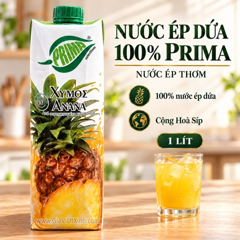 NƯỚC ÉP DỨA 100% PRIMA 1 LÍT – NƯỚC ÉP THƠM - PINEAPPLE JUICE