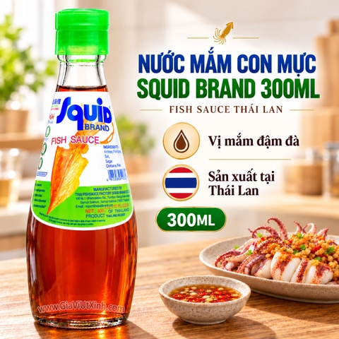 NƯỚC MẮM CON MỰC SQUID BRAND 300ML – FISH SAUCE THÁI LAN