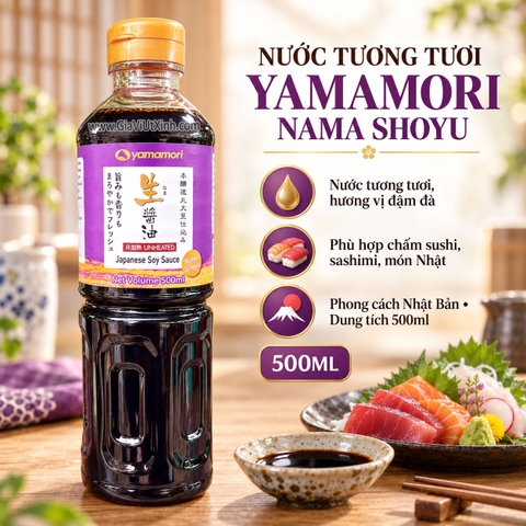 NƯỚC TƯƠNG TƯƠI YAMAMORI NAMA SHOYU 500ML - XÌ DẦU NHẬT BẢN