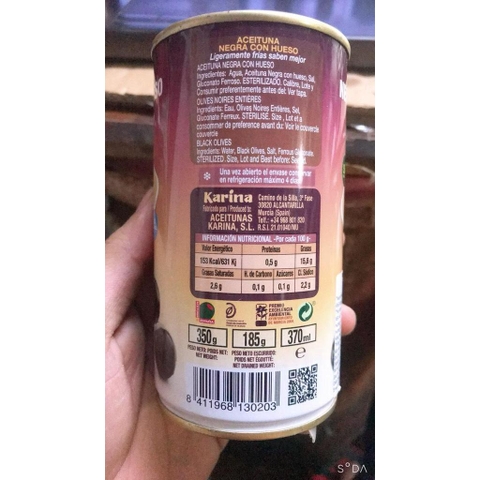 OLIU ĐEN TÁCH HẠT KARINA 350G - TRÁI OLIU ĐEN