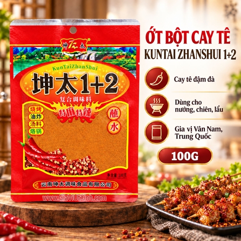 ỚT BỘT CAY TÊ KUNTAI ZHANSHUI 1+2 100G - BỘT ỚT TRUNG QUỐC