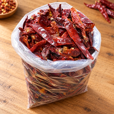 ỚT SỪNG KHÔ NGUYÊN TRÁI 1KG – ỚT ĐỎ KHÔ LÀM SA TẾ, DẦU ỚT – DRIED RED HORN CHILIES
