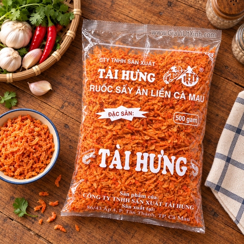 RUỐC SẤY ĂN LIỀN TÀI HƯNG 500G – TÉP KHÔ CÀ MAU LOẠI NGON ĐẶC BIỆT