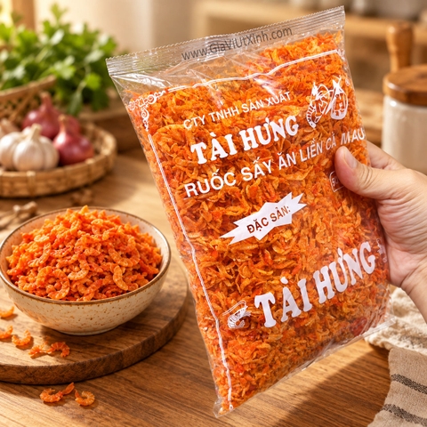 RUỐC SẤY ĂN LIỀN TÀI HƯNG 500G – TÉP KHÔ CÀ MAU LOẠI NGON ĐẶC BIỆT