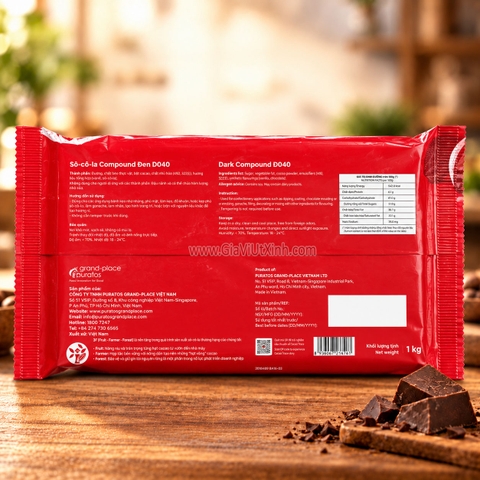 SÔ CÔ LA COMPOUND ĐEN GRAND-PLACE D040 1KG – PURATOS DARK CHOCOLATE