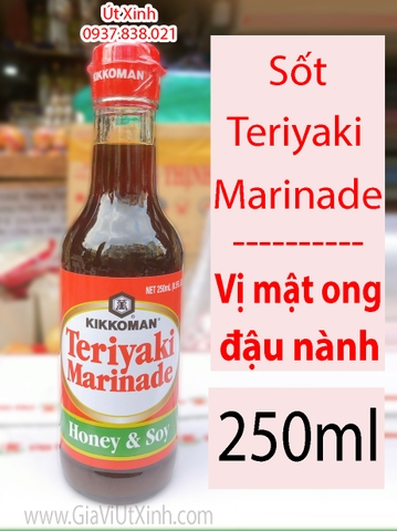 SỐT TẨM ƯỚP TERIYAKI MẬT ONG & TƯƠNG ĐẬU NÀNH 250ML - TERIYAKI MARINADE HONEY & SOY KIKKOMAN 250ML