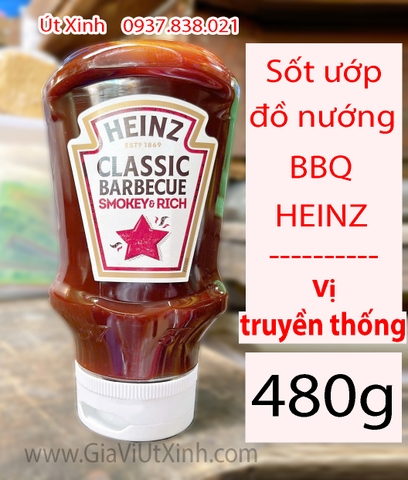 SỐT ƯỚP ĐỒ NƯỚNG BBQ HEINZ VỊ TRUYỀN THỐNG 480G - CLASSIC BARBECUE SMOKEY & RICH