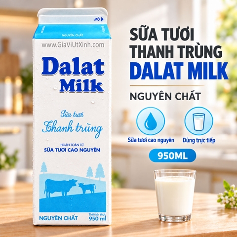 SỮA TƯƠI THANH TRÙNG DALAT MILK 950ML - NGUYÊN CHẤT