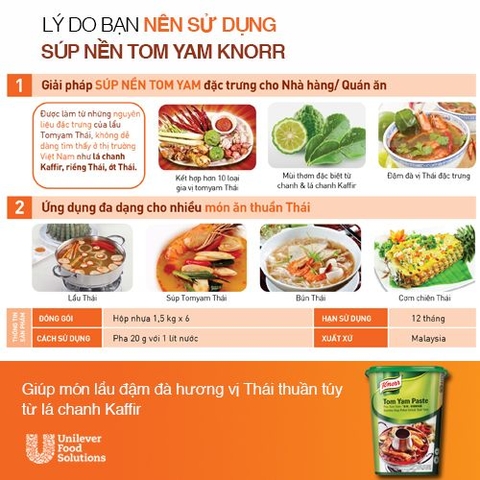 SÚP NỀN LẨU THÁI KNORR 1,5KG - KNORR TOM YAM PASTE