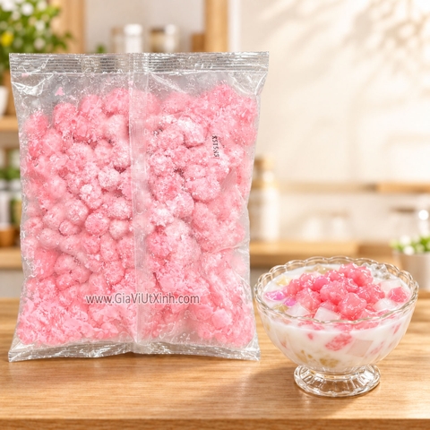 THẠCH CỦ NĂNG ÁO BỘT HỒNG DÂU MRS NHI 500G - TOPPING CHÈ, TRÀ SỮA [NT]