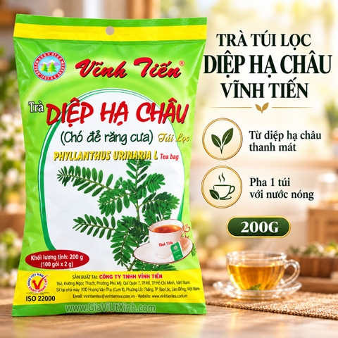 TRÀ TÚI LỌC DIỆP HẠ CHÂU VĨNH TIẾN 200G – CHÓ ĐẺ RĂNG CƯA - PHYLLANTHUS URINARIA L