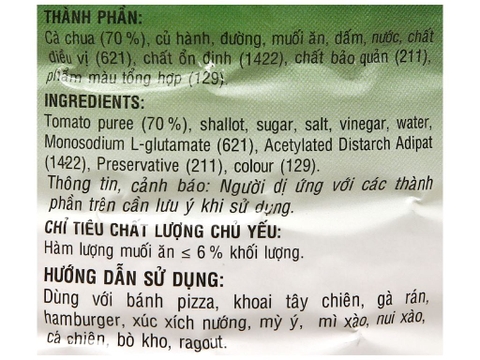 TƯƠNG CÀ CHOLIMEX 2,1 KG - CHOLIMEX KETCHUP - TOMATO SAUCE