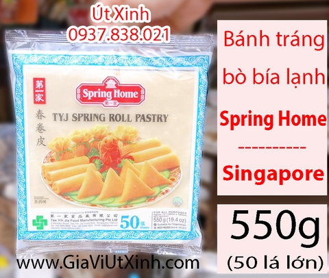 VỎ BÁNH TRÁNG BÒ BÍA LẠNH SPRING HOME 50 LÁ 19CM 550G -  VỎ HOÀNH THÁNH, CHẢ GIÒ SINGAPORE - TYJ SPRING ROLL PASTRY