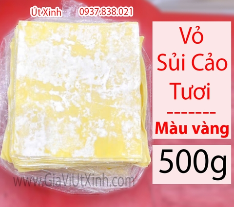 VỎ SỦI CẢO TƯƠI MÀU VÀNG 500G – FRESH YELLOW DUMPLING WRAPPERS